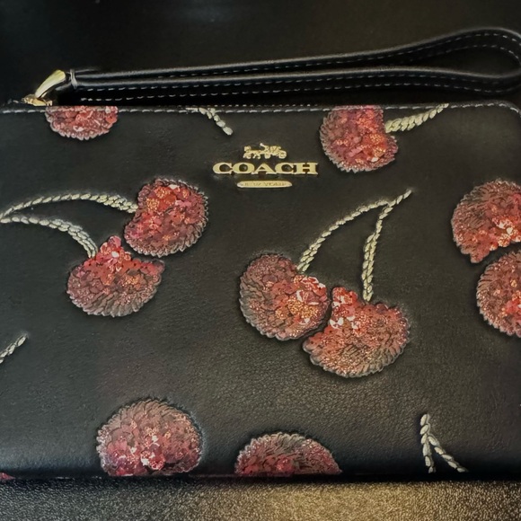 Coach Black Wristlet with Cherry design - Picture 2 of 5